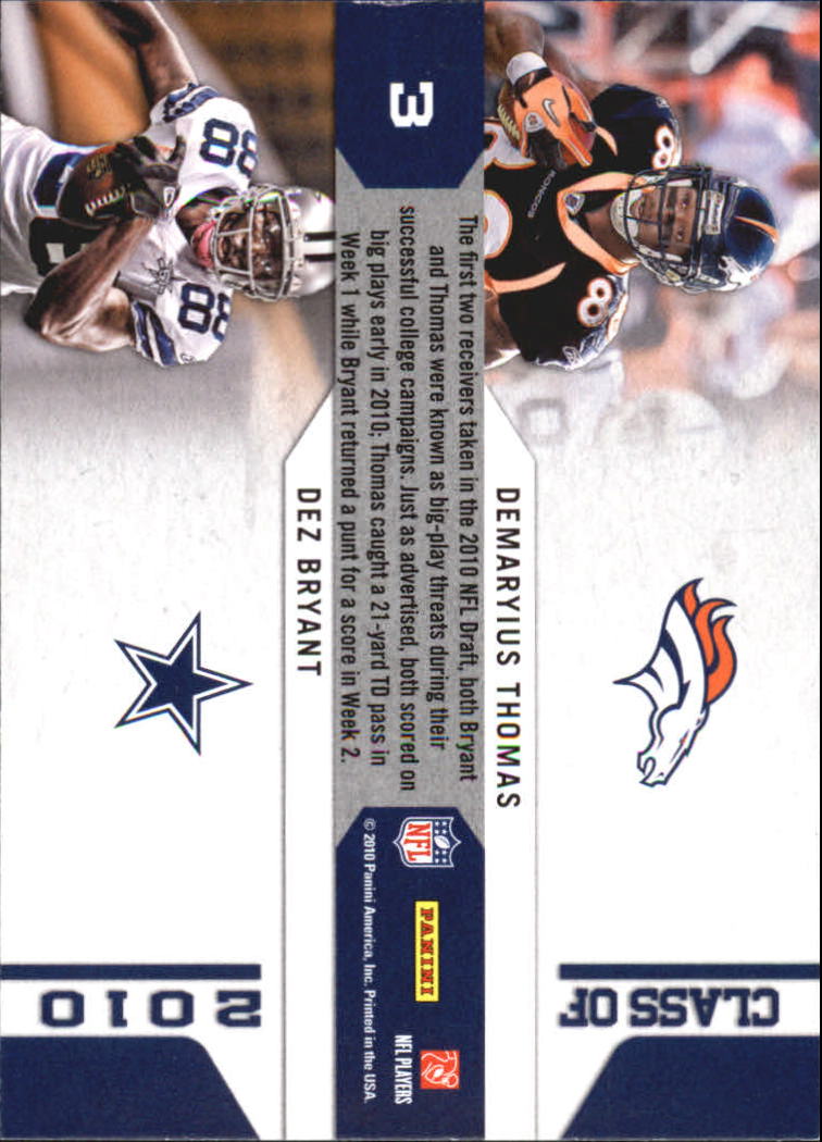 2010 Playoff Contenders Draft Class #3 Demaryius Thomas/Dez Bryant back image