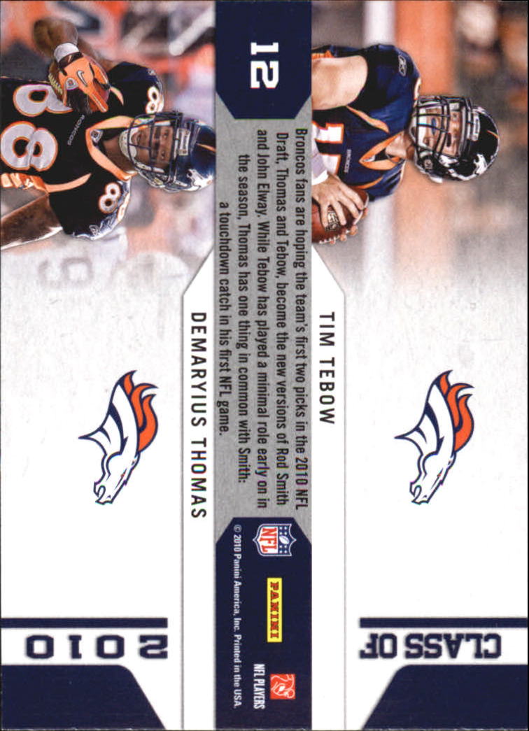 2010 Playoff Contenders Draft Class #12 Demaryius Thomas/Tim Tebow back image