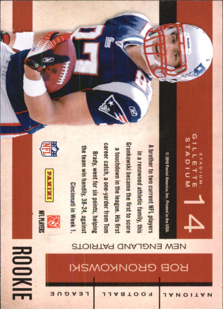 2010 Playoff Contenders Rookie Roll Call #14 Rob Gronkowski back image