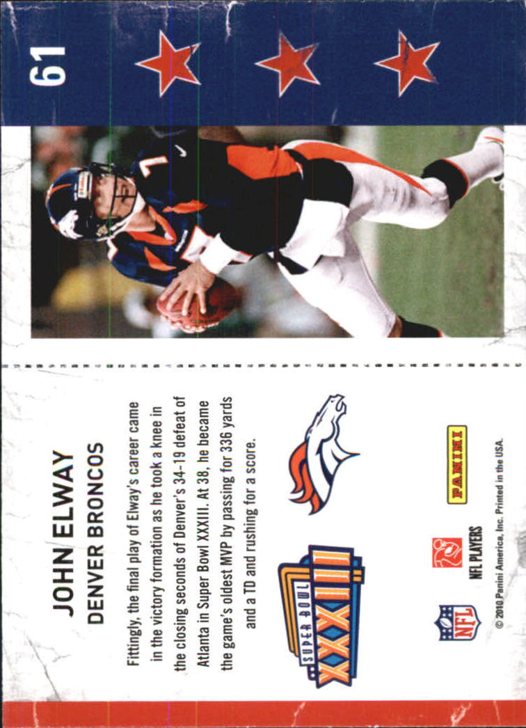 2010 Playoff Contenders Super Bowl Ticket #61 John Elway back image