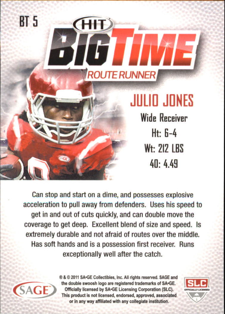 2011 SAGE HIT Big Time #B5 Julio Jones back image