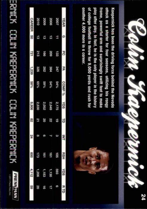 2011 Press Pass #24 Colin Kaepernick back image
