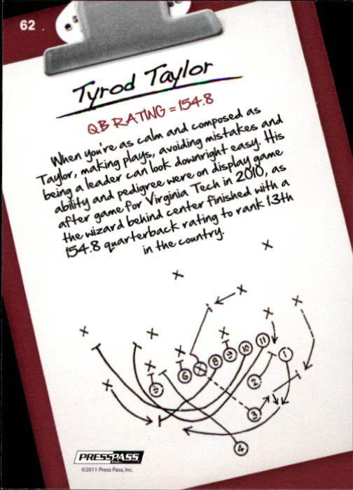 2011 Press Pass #62 Tyrod Taylor NL back image