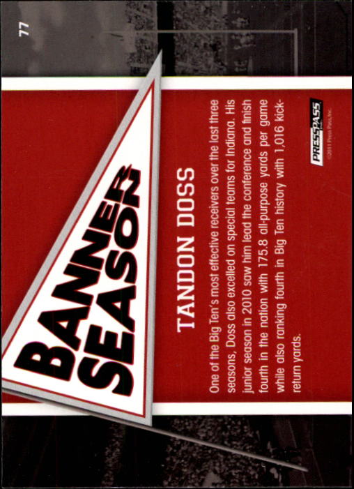 2011 Press Pass #77 Tandon Doss BS back image