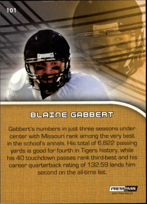 2011 Press Pass #101 Blaine Gabbert PP back image
