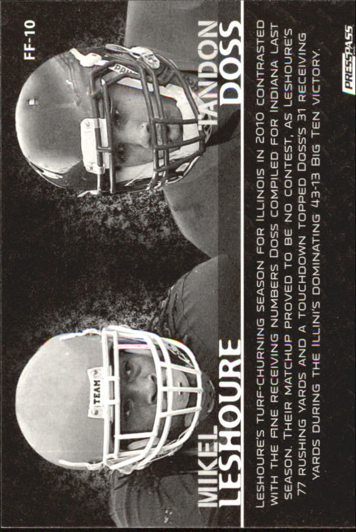 2011 Press Pass Face to Face #FF10 Mikel Leshoure/Tandon Doss back image
