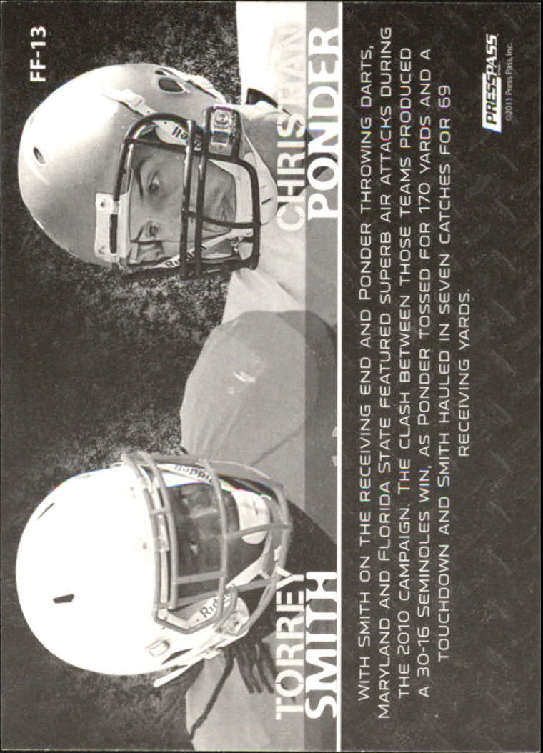 2011 Press Pass Face to Face #FF13 Torrey Smith/Christian Ponder back image