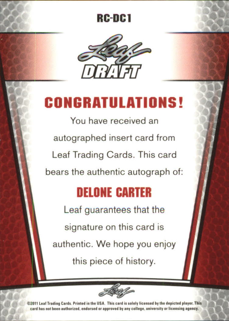 2011 Leaf Metal Draft #RCDC1 Delone Carter back image
