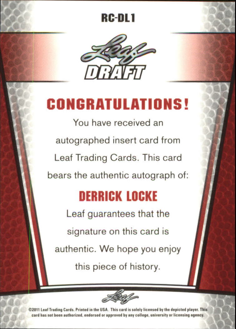 2011 Leaf Metal Draft #RCDL1 Derrick Locke back image