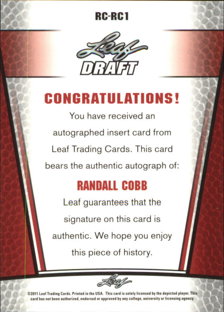 2011 Leaf Metal Draft #RCRC1 Randall Cobb back image