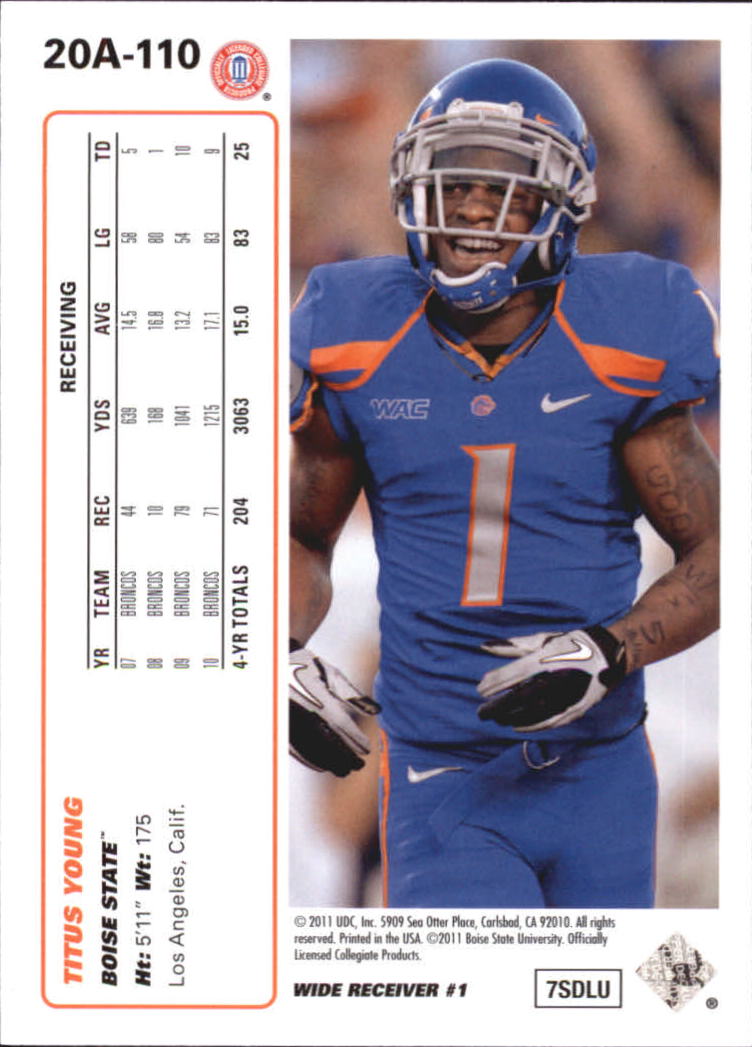 2011 Upper Deck 20th Anniversary #20A110 Titus Young back image
