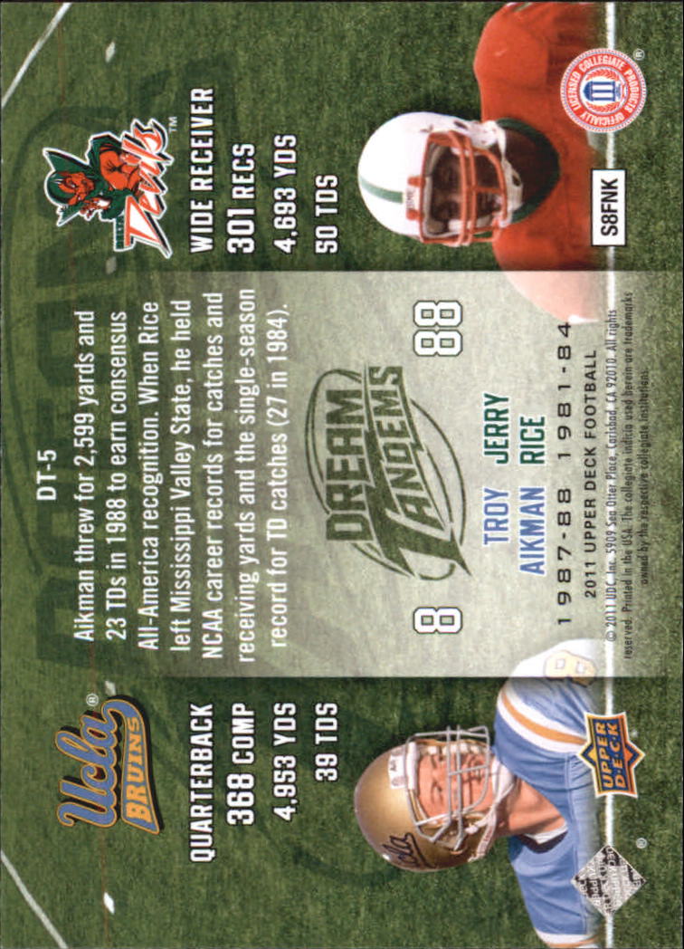 2011 Upper Deck Dream Tandems #DT5 Jerry Rice/Troy Aikman back image