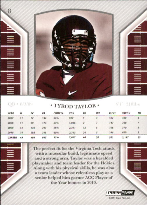 2011 Press Pass Legends #8 Tyrod Taylor back image