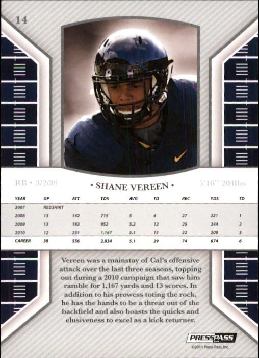2011 Press Pass Legends #14 Shane Vereen back image