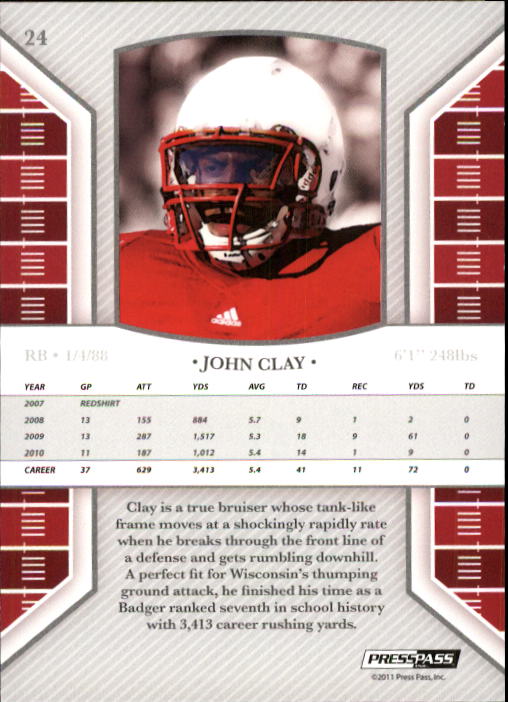 2011 Press Pass Legends #24 John Clay back image