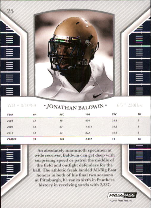 2011 Press Pass Legends #25 Jonathan Baldwin back image