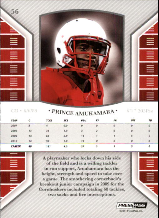 2011 Press Pass Legends #56 Prince Amukamara back image