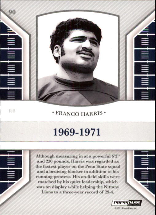2011 Press Pass Legends #90 Franco Harris back image