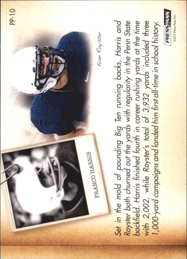 2011 Press Pass Legends Past and Present #PP10 Franco Harris/Evan Royster back image