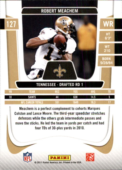 2011 Prestige #127 Robert Meachem back image