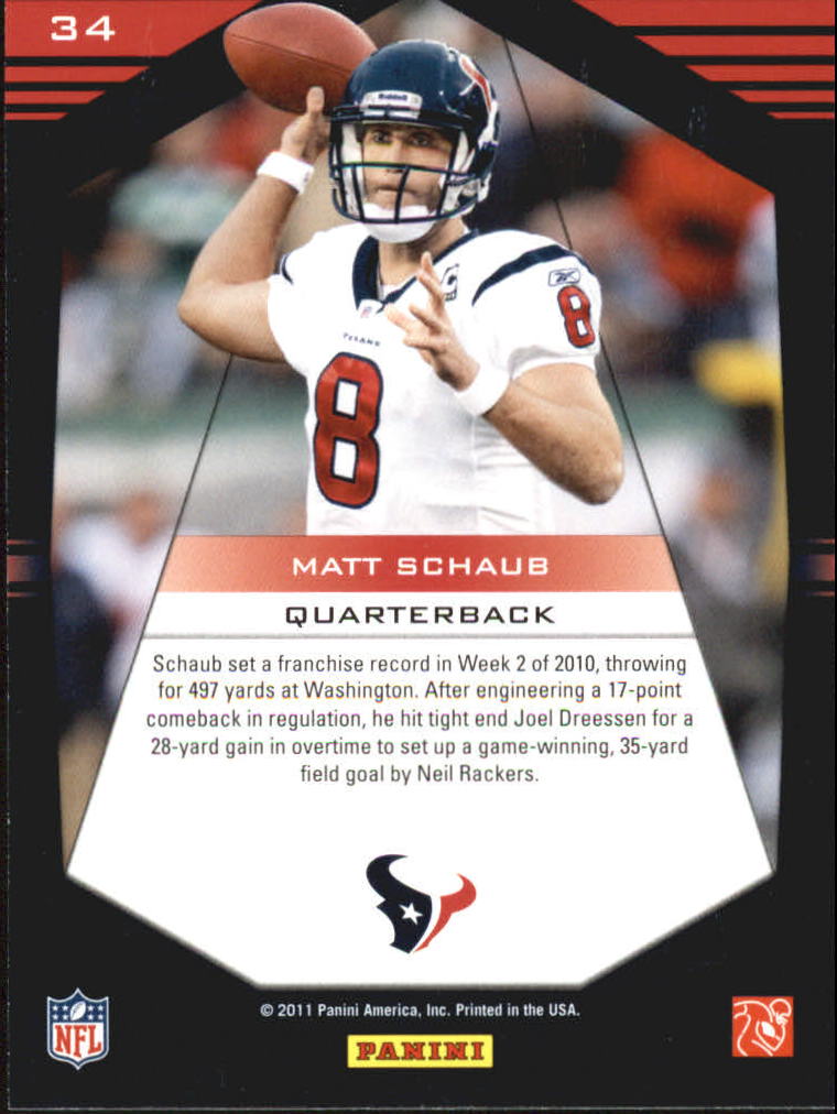2011 Prestige Stars of the NFL #34 Matt Schaub back image