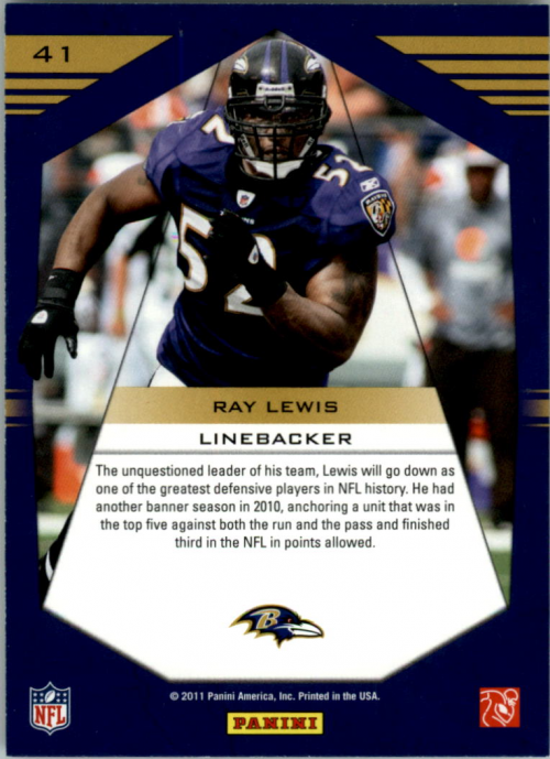 2011 Prestige Stars of the NFL #41 Ray Lewis back image