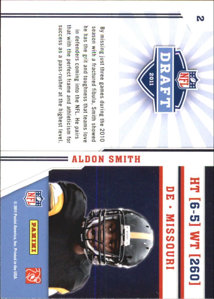 2011 Prestige NFL Draft #2 Aldon Smith back image