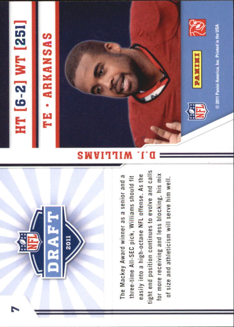 2011 Prestige NFL Draft #7 D.J. Williams back image