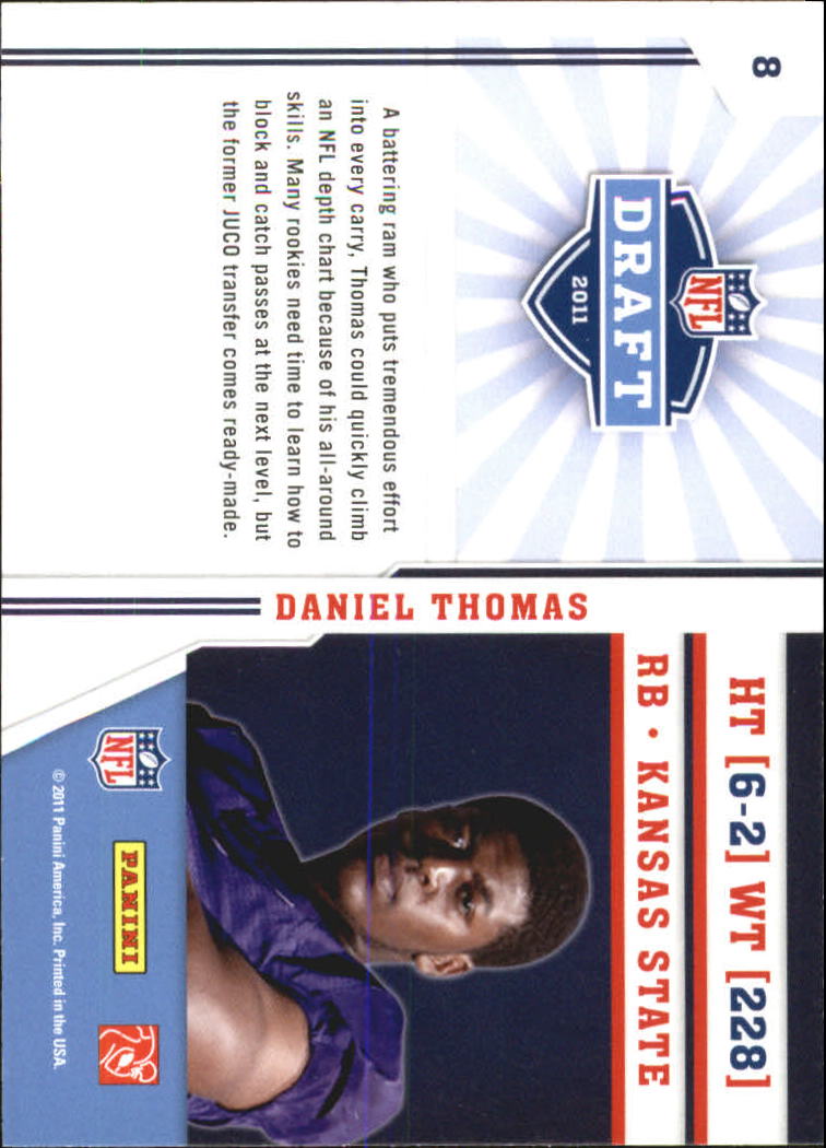 2011 Prestige NFL Draft #8 Daniel Thomas back image