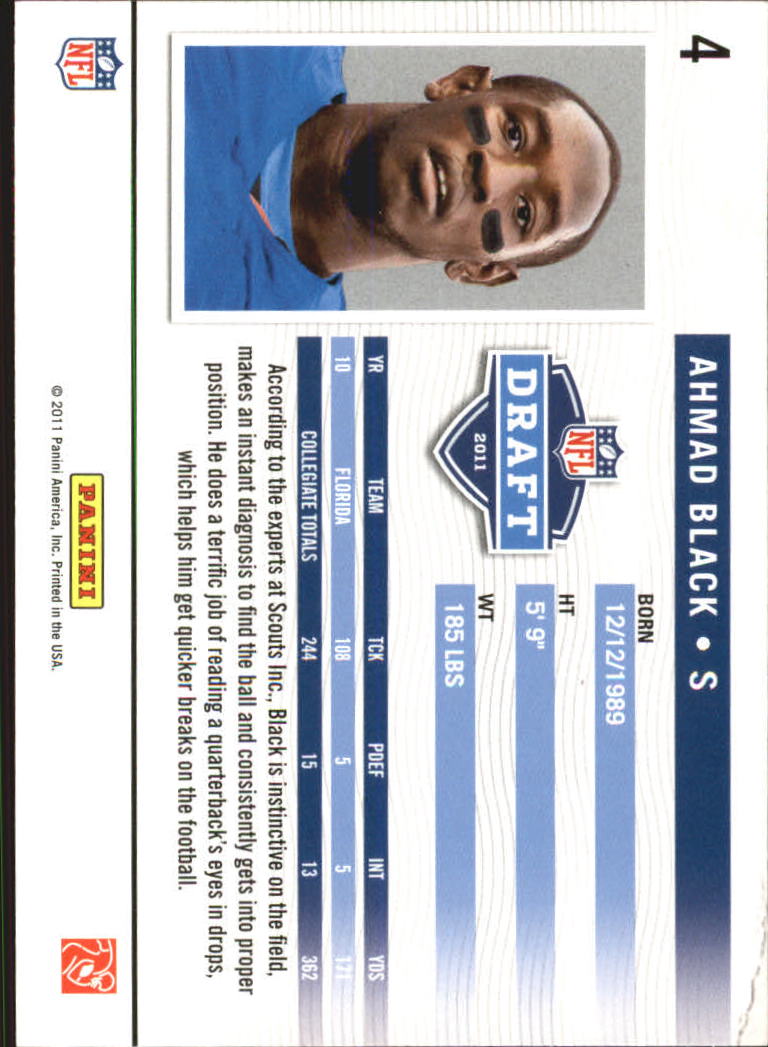 2011 Prestige NFL Passport #4 Ahmad Black back image