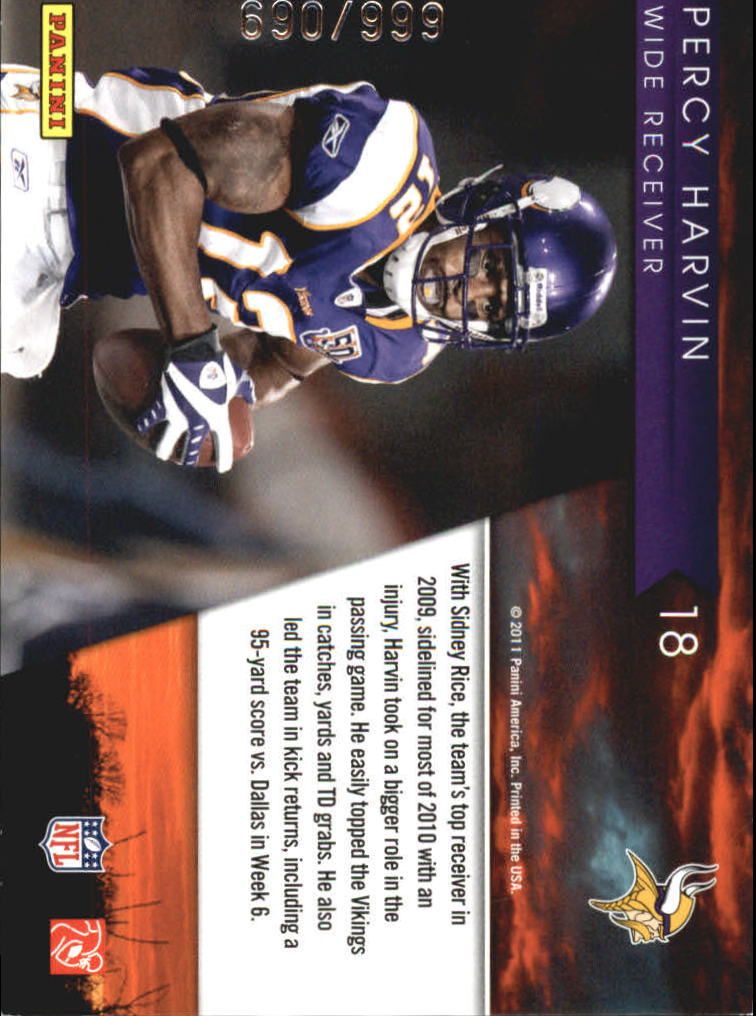 2011 Donruss Elite Legends of the Fall Gold #18 Percy Harvin back image