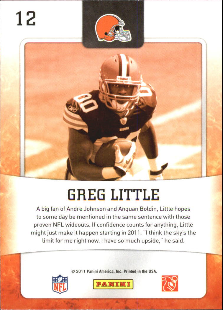 2011 Score Hot Rookies #12 Greg Little back image