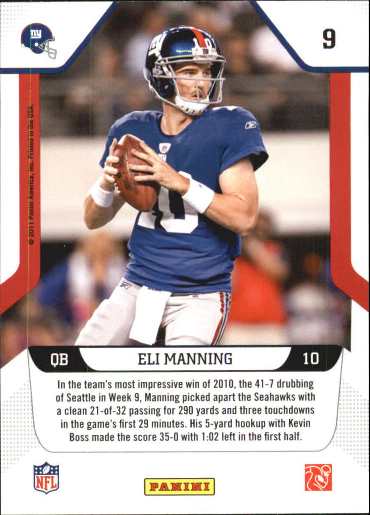 2011 Score Millennium Men #9 Eli Manning back image