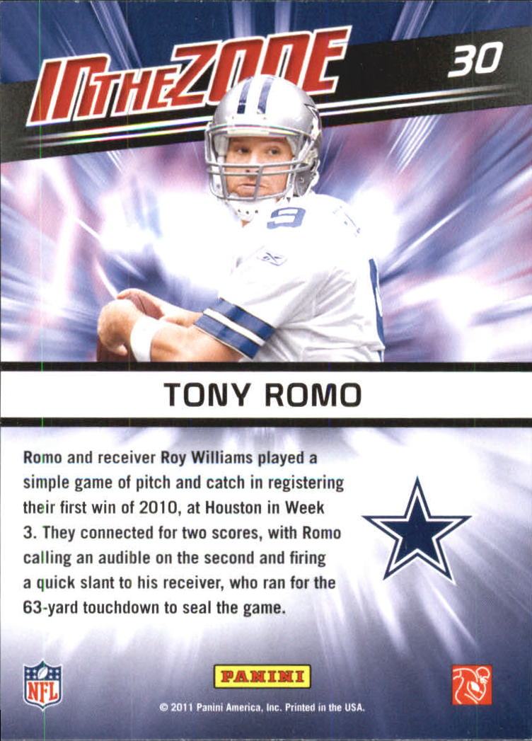 2011 Score In the Zone #30 Tony Romo back image