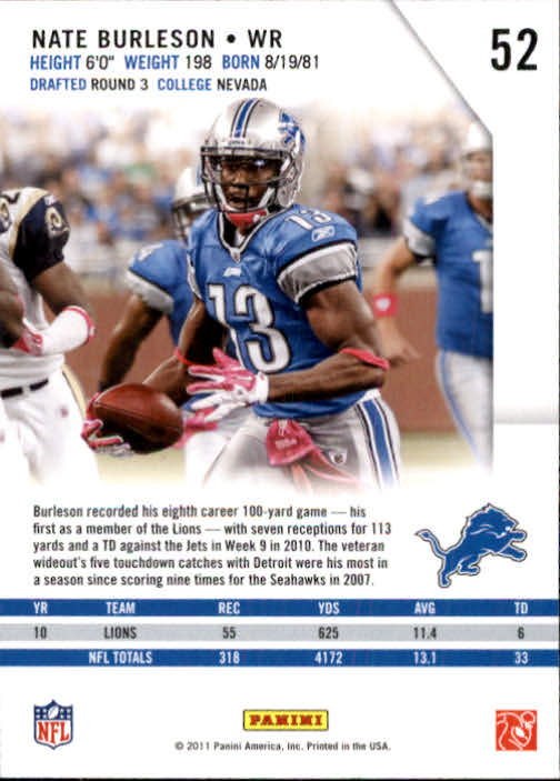 2011 Rookies and Stars #52 Nate Burleson back image