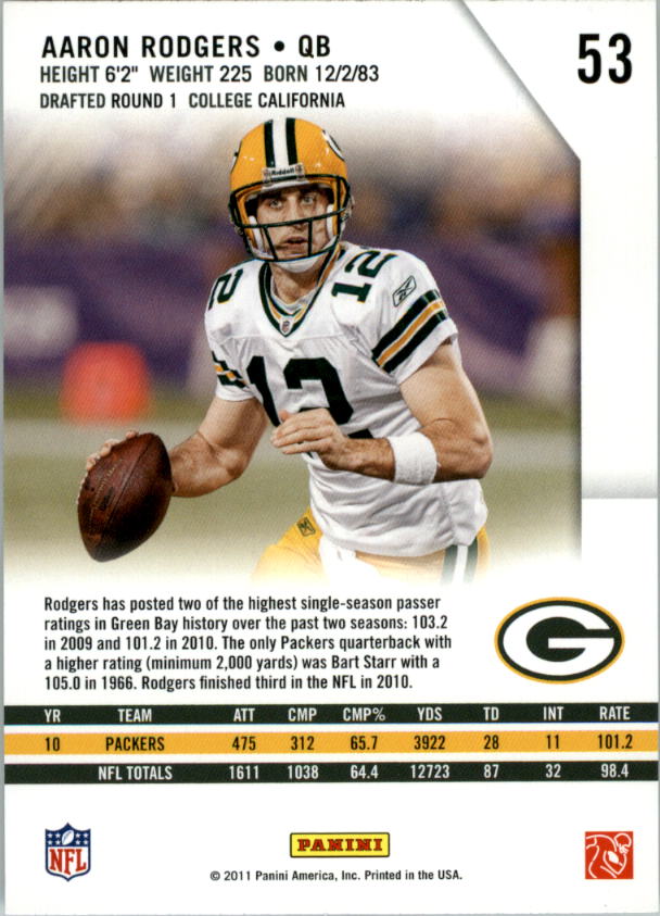 2011 Rookies and Stars #53 Aaron Rodgers back image