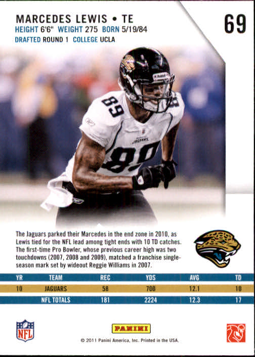 2011 Rookies and Stars #69 Marcedes Lewis back image