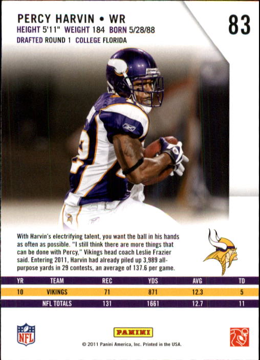 2011 Rookies and Stars #83 Percy Harvin back image