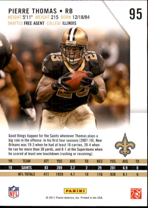 2011 Rookies and Stars #95 Pierre Thomas back image