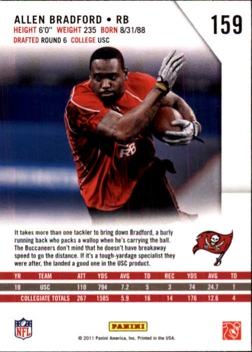 2011 Rookies and Stars #159 Allen Bradford RC back image