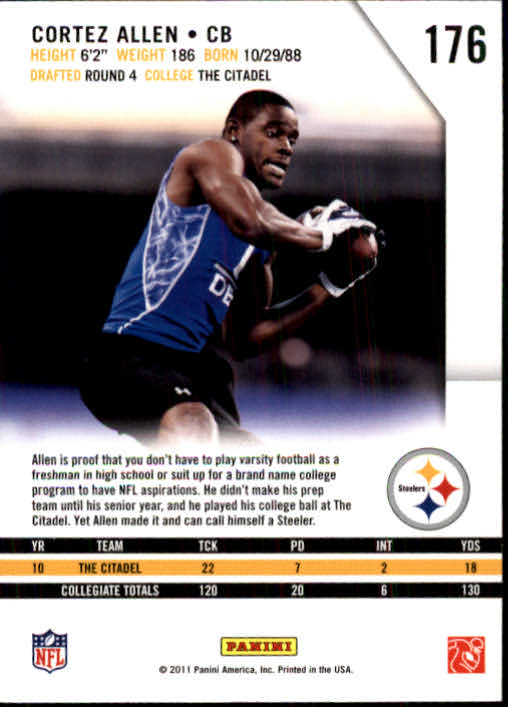 2011 Rookies and Stars #176 Cortez Allen RC back image