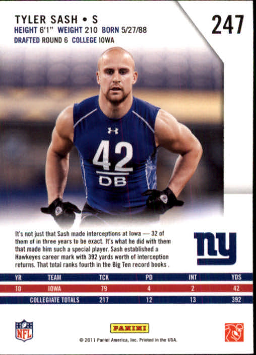 2011 Rookies and Stars #247 Tyler Sash RC back image