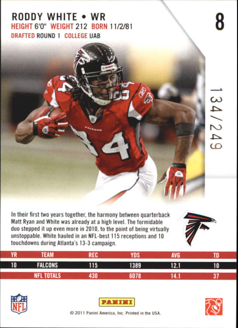 2011 Rookies and Stars Longevity Parallel Silver #8 Roddy White back image