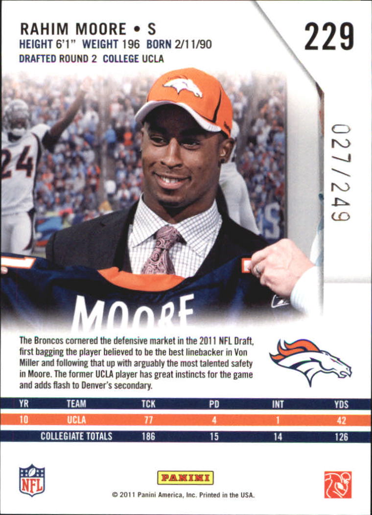 2011 Rookies and Stars Longevity Parallel Silver #229 Rahim Moore back image