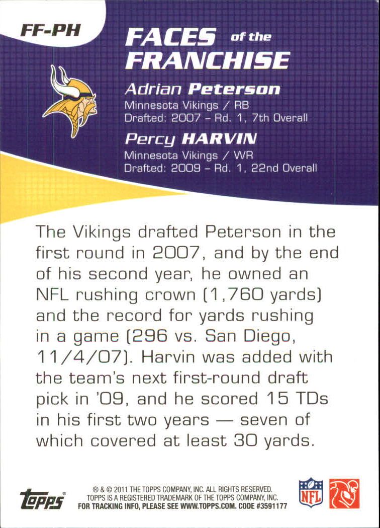 2011 Topps Faces of the Franchise #PH Adrian Peterson/Percy Harvin back image