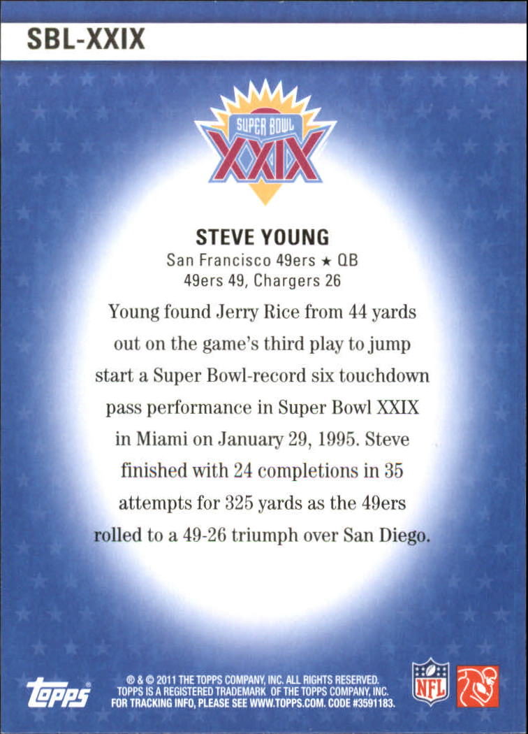 2011 Topps Super Bowl Legends #SBLXXIX Steve Young