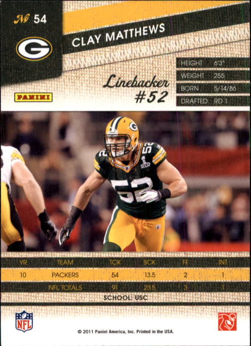 Clay Matthews Cards (2011-2018) Packers USC