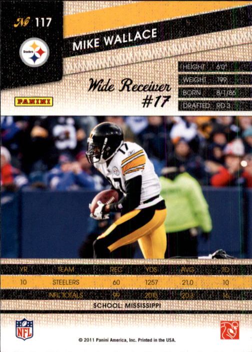 2011 Panini Threads #117 Mike Wallace back image