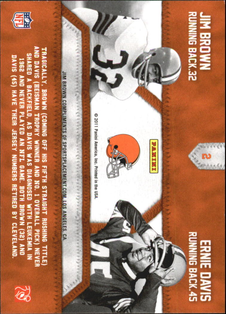 2011 Threads Jim Brown & Ernie Davis GENERATIONS Duel Jersey 154/299  BROWNS