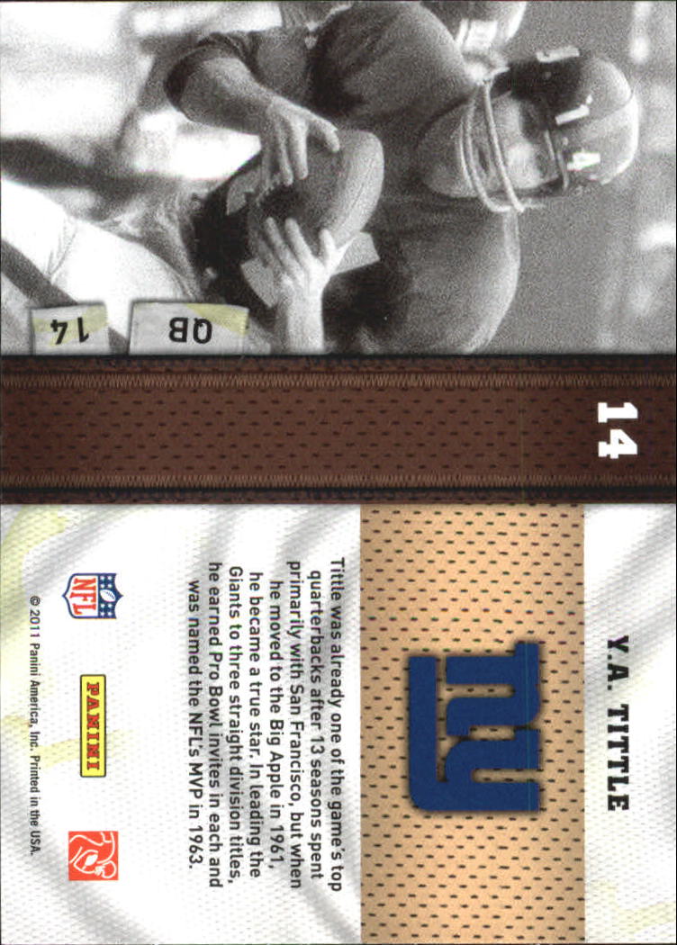 2011 Panini Threads Heritage Collection #14 Y.A. Tittle back image